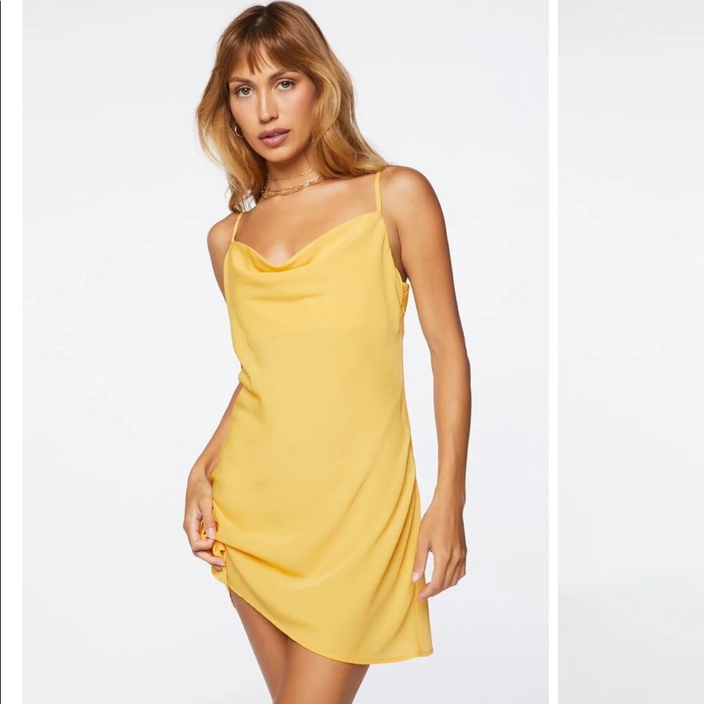 Forever 21 yellow mini cow slip dress